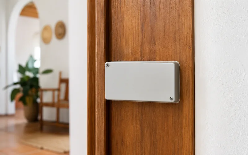 Estació Wallbox de interior instalada en un marc de fusta